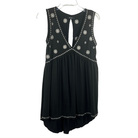 New-miss Me Deep V neck, Embroidered, Empire Waist, Hi-Lo, Mini Dress - Picture 1 of 16